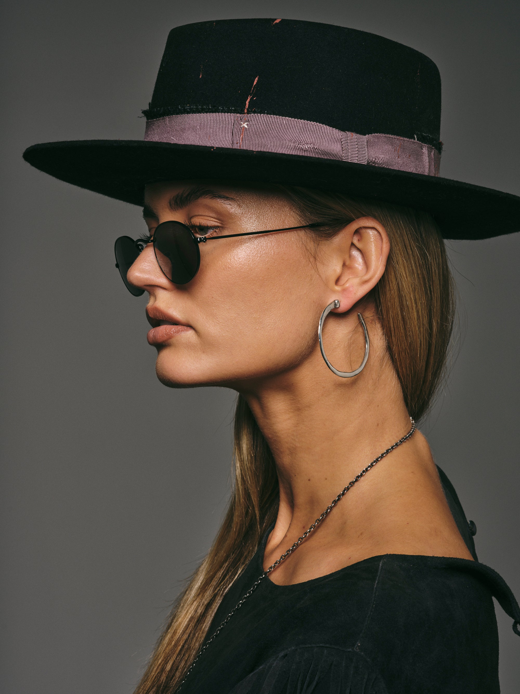 Nail Hoop Earrings in Silver