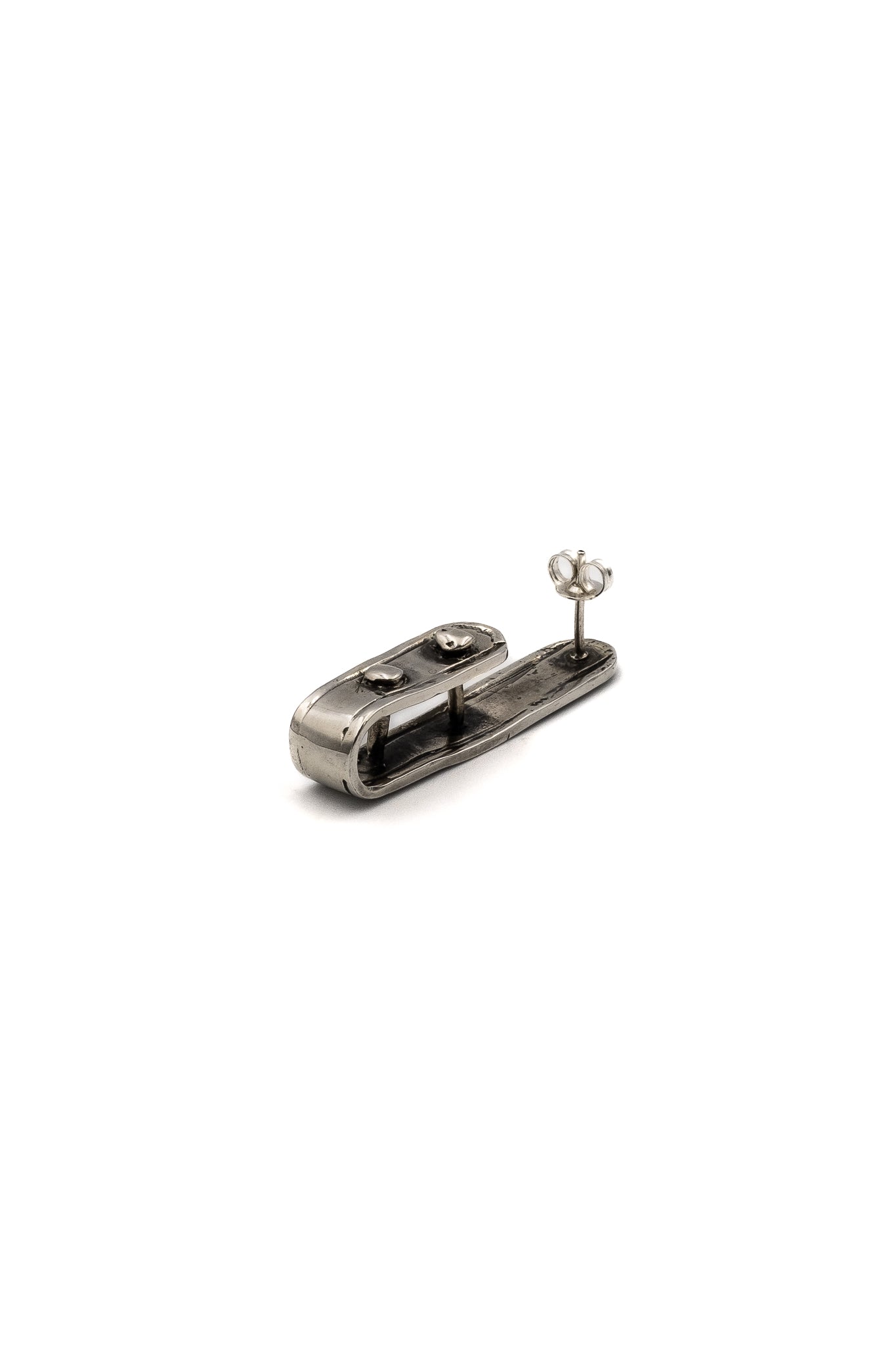 Nailed Belt Earrings in Silver