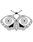 Black and white moth illustration on a white background