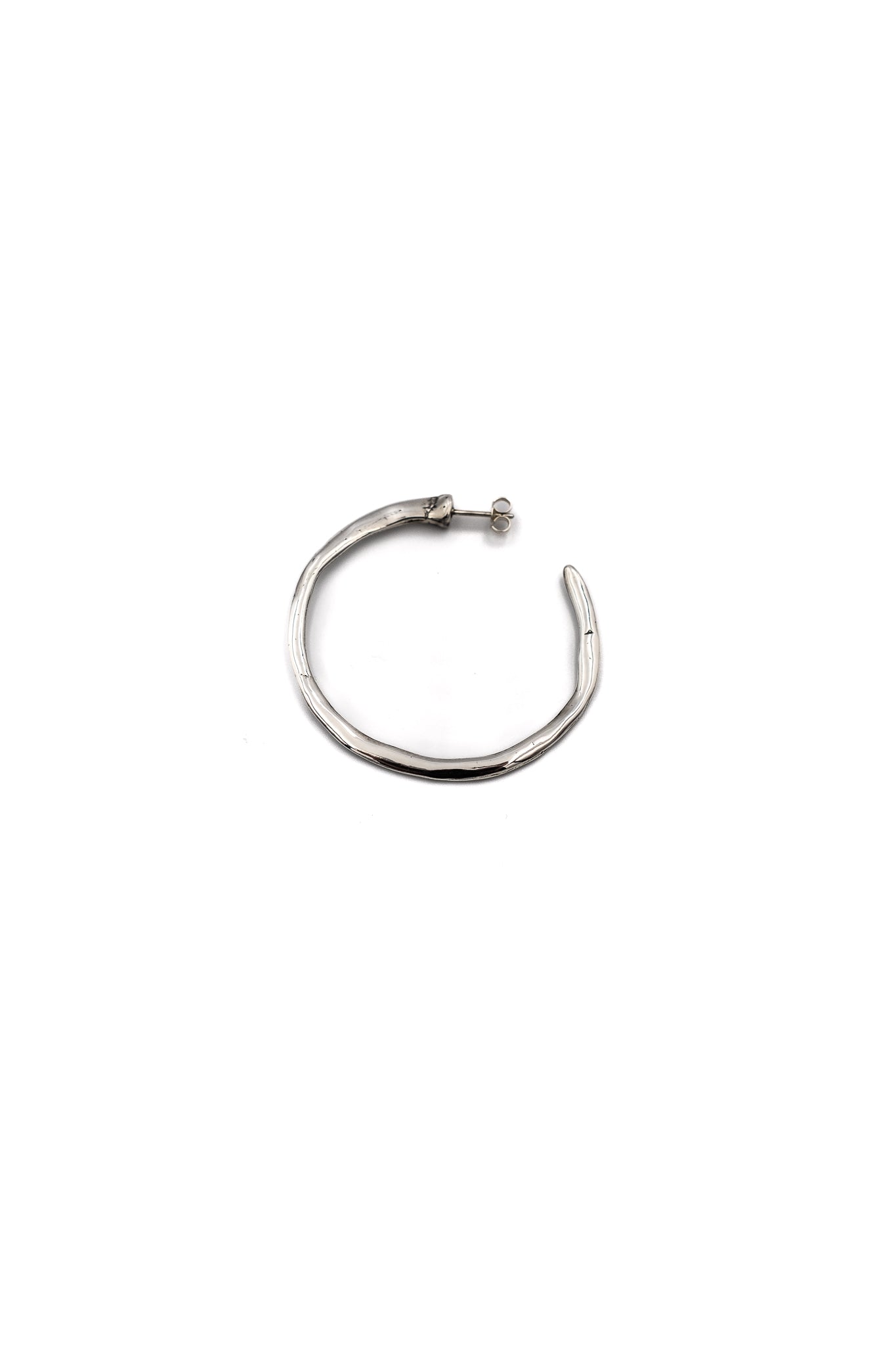 Nail Hoop Earrings in Silver