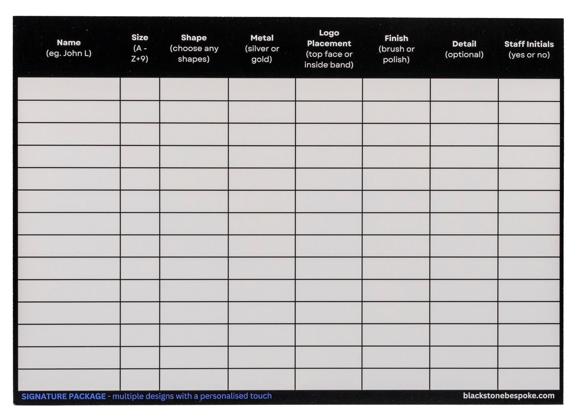Custom Business Rings Sizing Kit