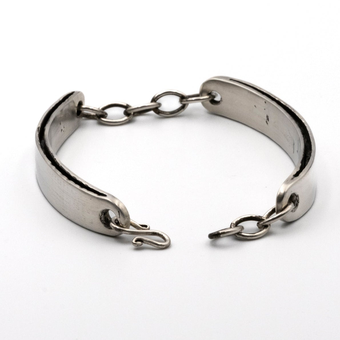 Silver bracelet on a white background