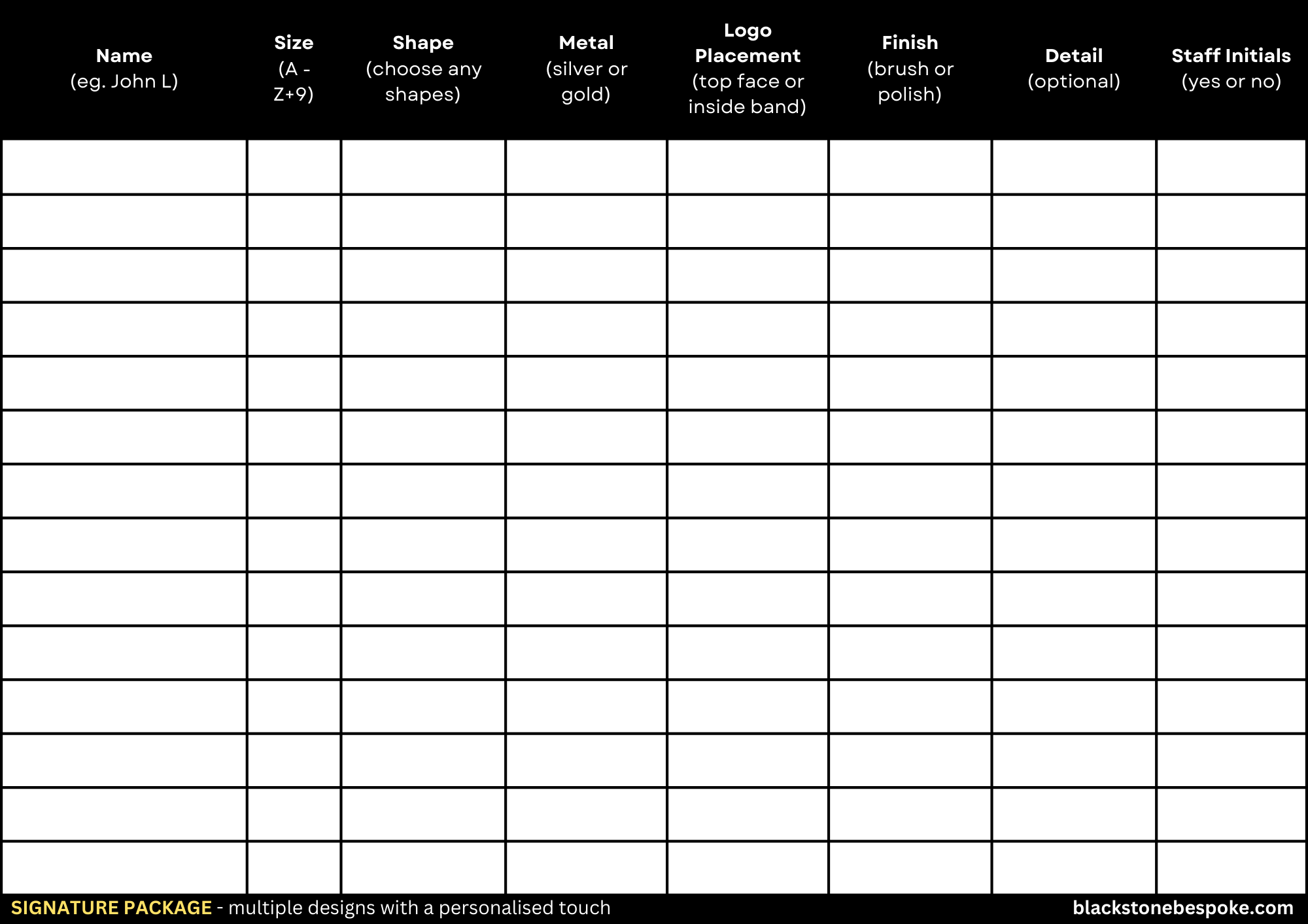 Custom Business Rings Sizing Kit