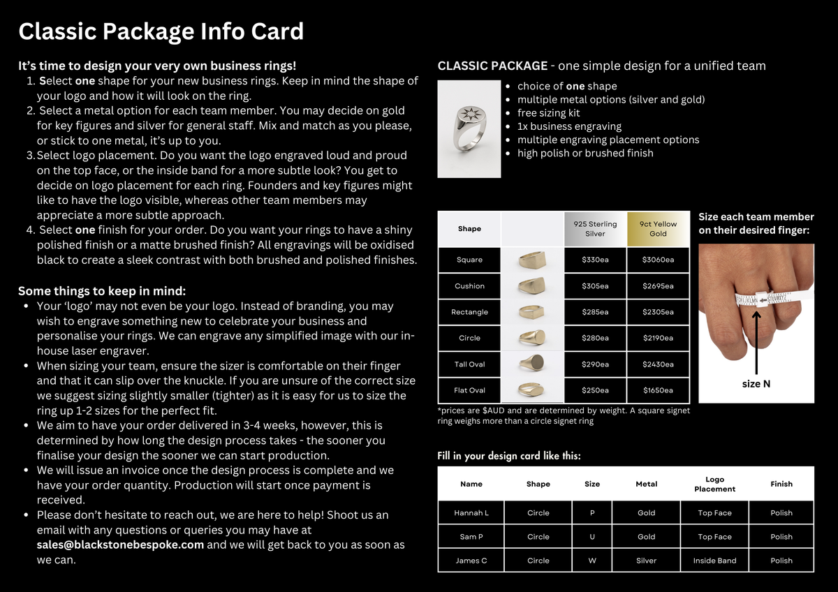 Custom Business Rings Sizing Kit