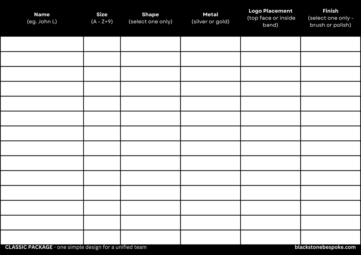 Custom Business Rings Sizing Kit