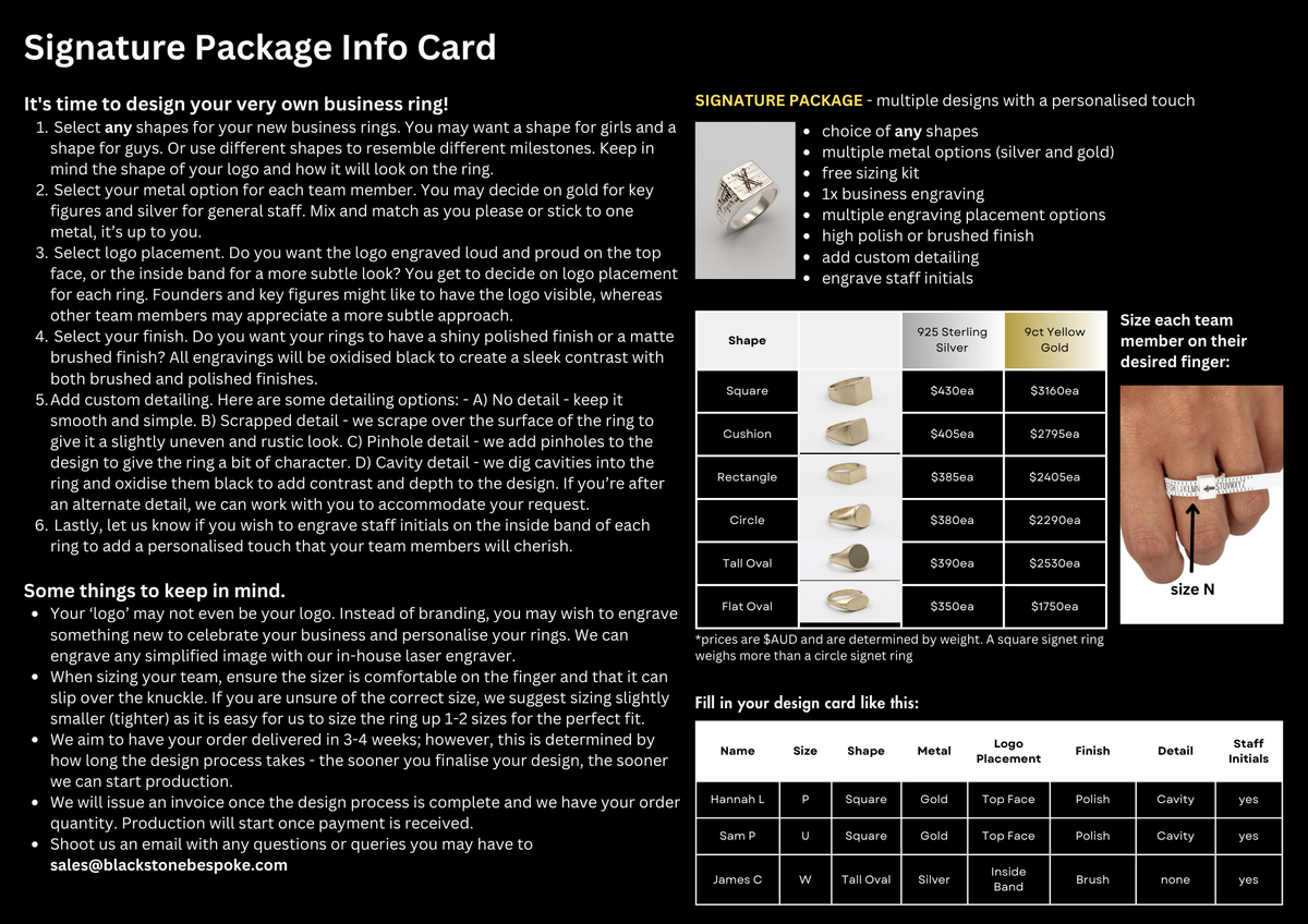 Custom Business Rings Sizing Kit
