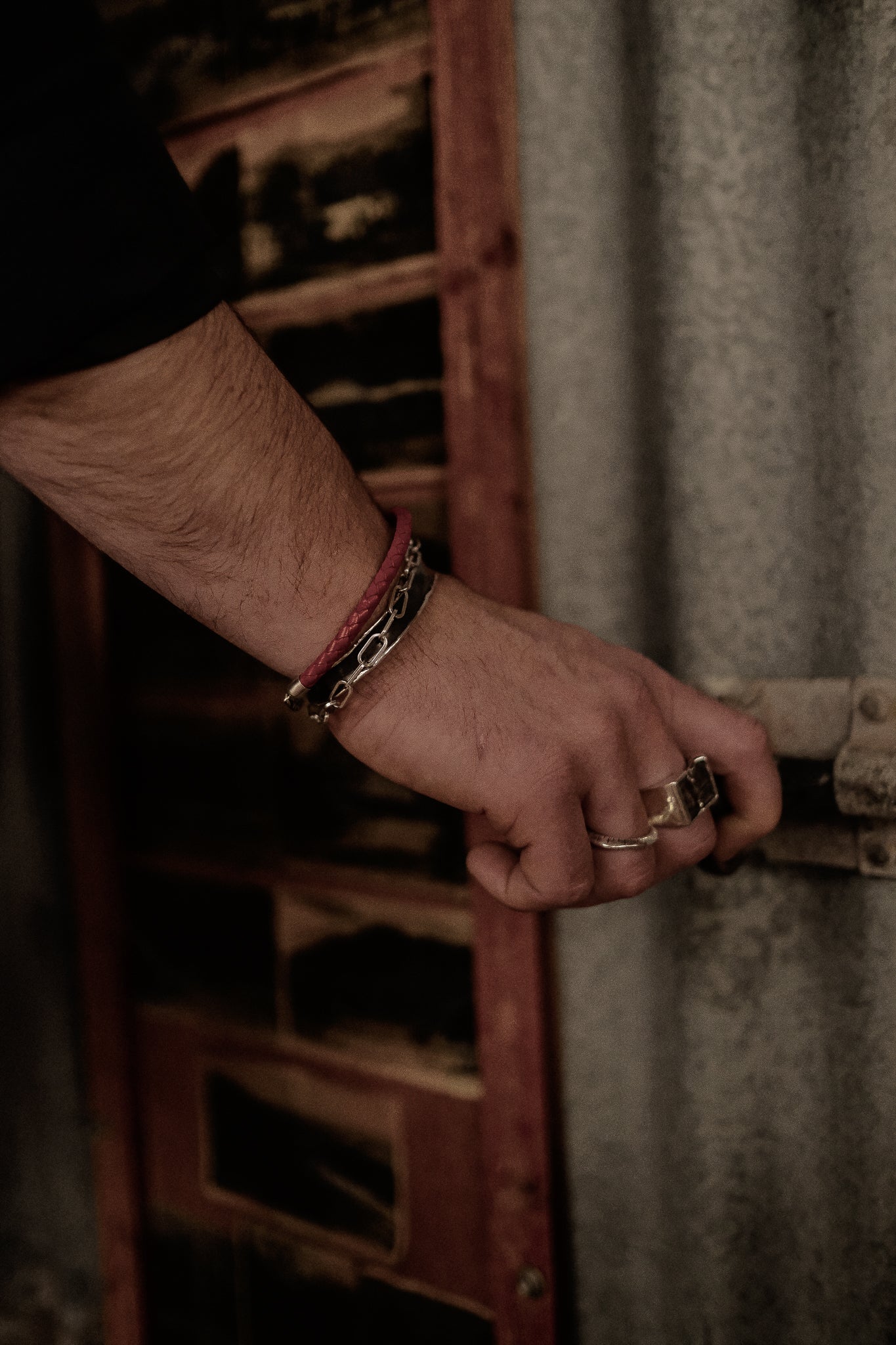 Wanderer Bracelet with Red Leather