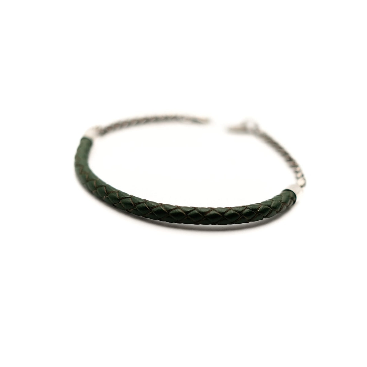 Wanderer Bracelet with Green Leather – sterling silver