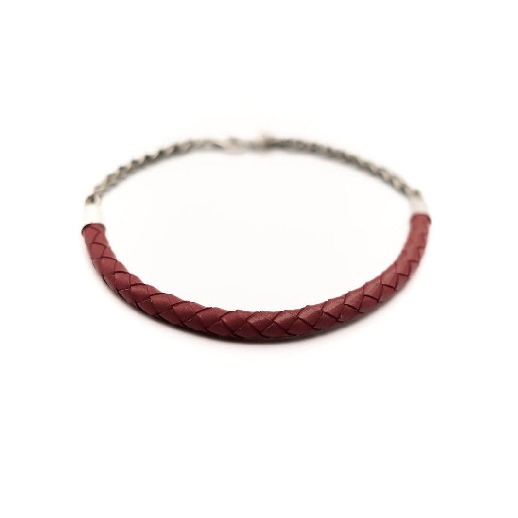 Wanderer Bracelet with Red Leather – sterling silver